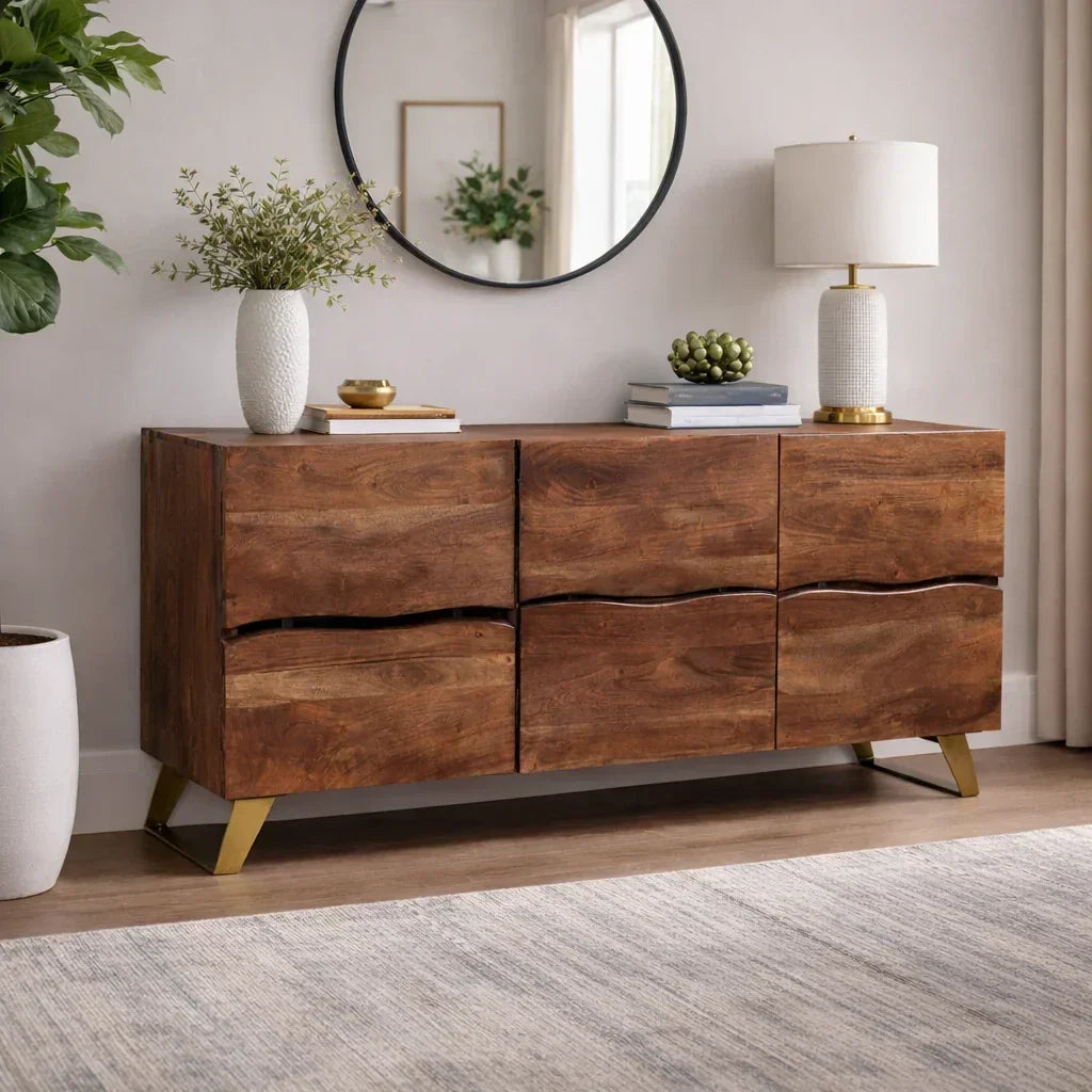 Seesham Live Edge Sideboard with Gold Legs