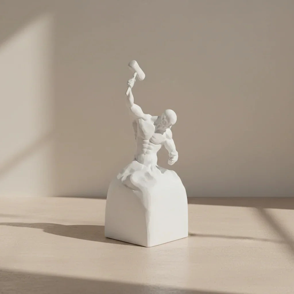 Self-Made Man Modern Muscular Black and White Sculpture Figurine