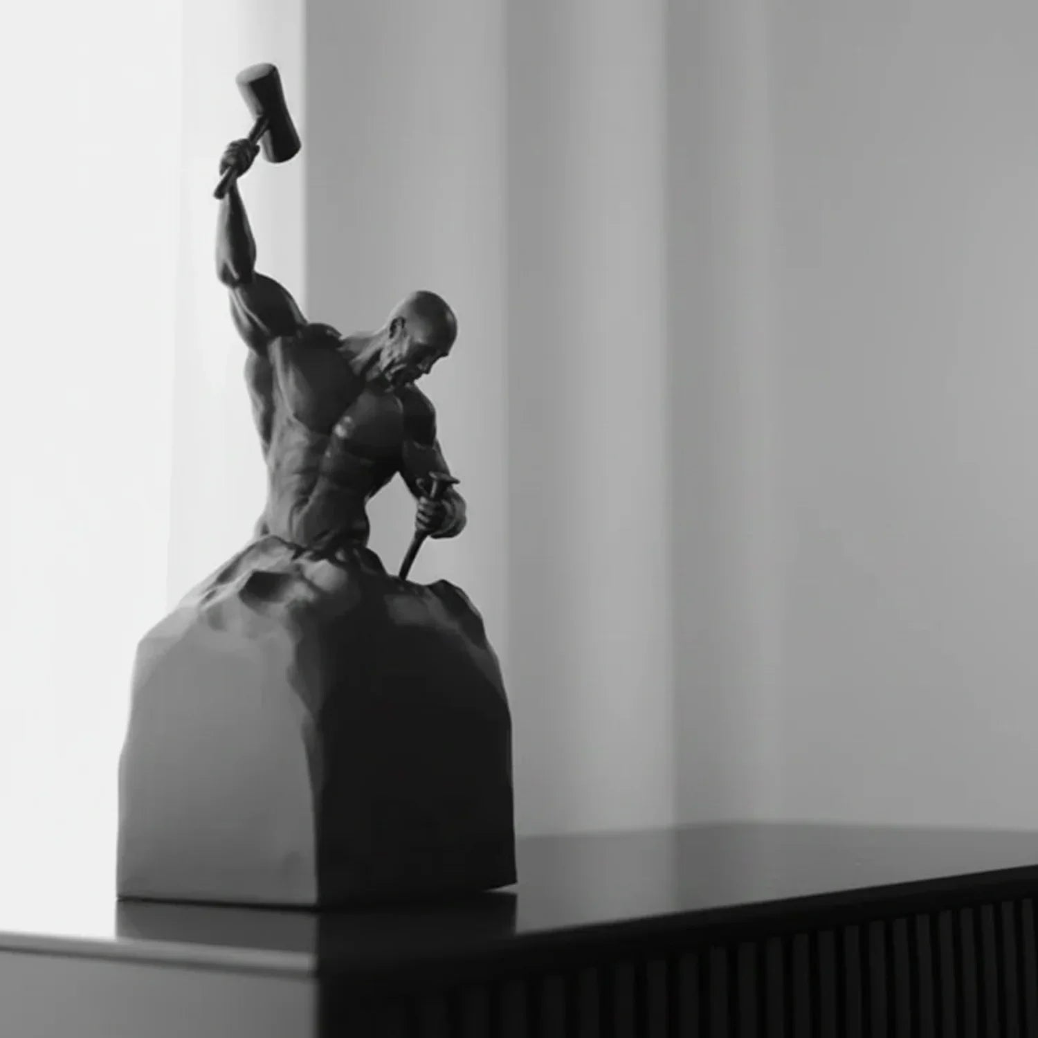 Self-Made Man Modern Muscular Black and White Sculpture Figurine