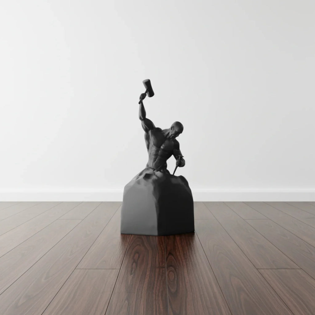 Self-Made Man Modern Muscular Black and White Sculpture Figurine