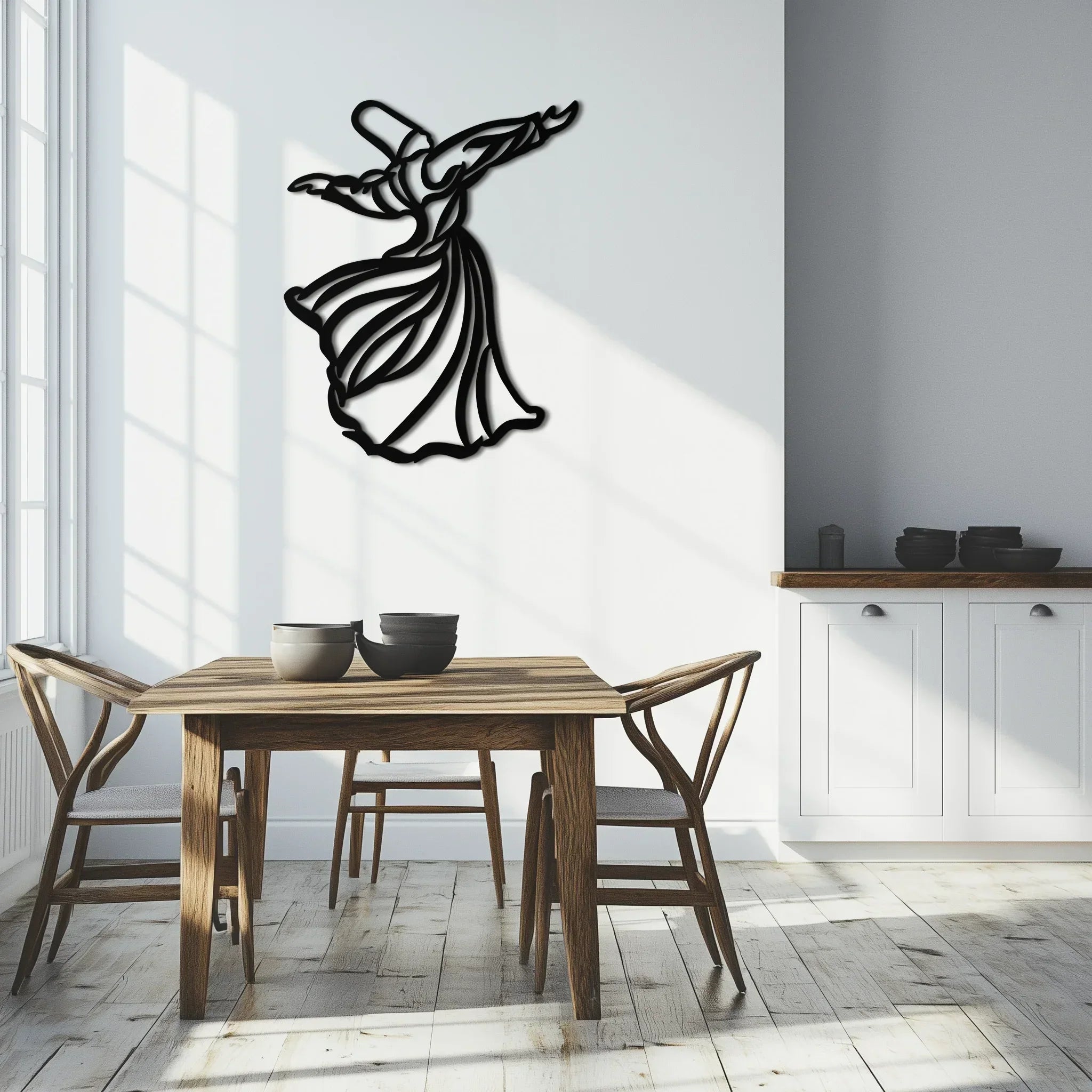Semazen Metal Wall Art - Whirling Dervish Sufi Decor - KAF226 Peony Atelier