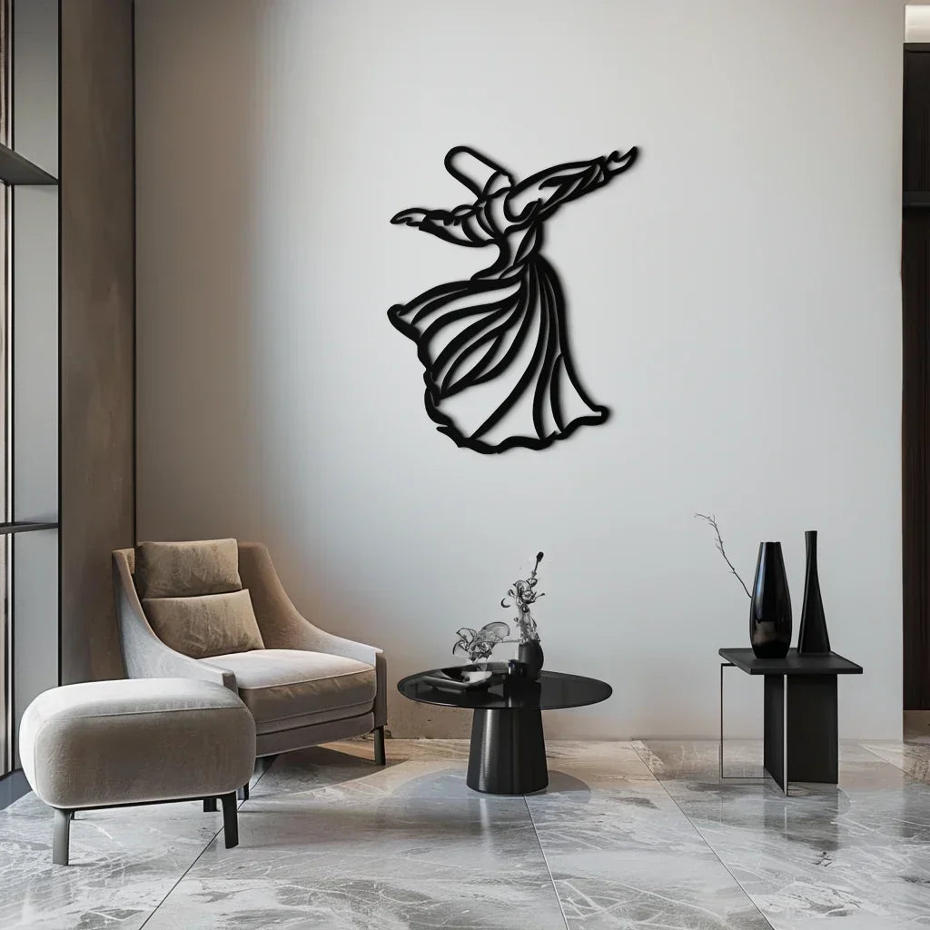 Semazen Metal Wall Art - Whirling Dervish Sufi Decor - KAF226 Peony Atelier