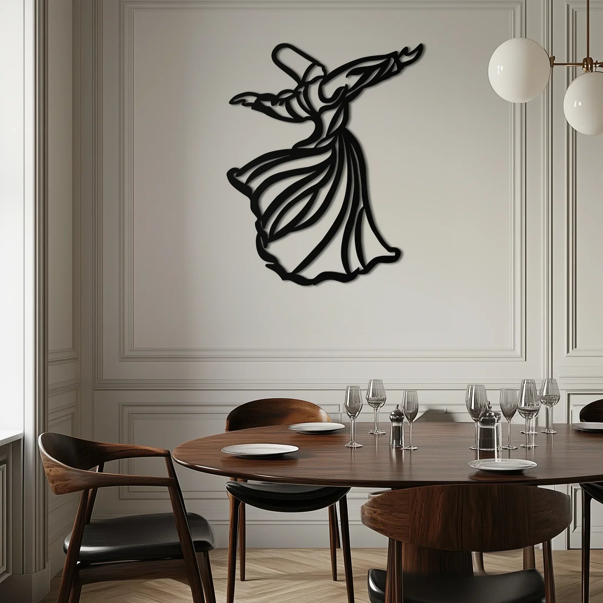 Semazen Metal Wall Art - Whirling Dervish Sufi Decor - KAF226 Peony Atelier