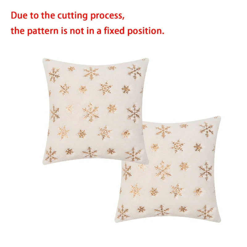 Christmas 2pcs Snowflake Pillow Cover Set, American Sequin Cushion Combo in Golden and Silvery for Sofa, Living Room & Bedroom Decorative Throw Pillsows Holiday Atmosphere Home Gift, Festive Seasonal Covers with Elegant Scand House Of Avana