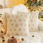 Christmas 2pcs Snowflake Pillow Cover Set, American Sequin Cushion Combo in Golden and Silvery for Sofa, Living Room & Bedroom Decorative Throw Pillsows Holiday Atmosphere Home Gift, Festive Seasonal Covers with Elegant Scand House Of Avana