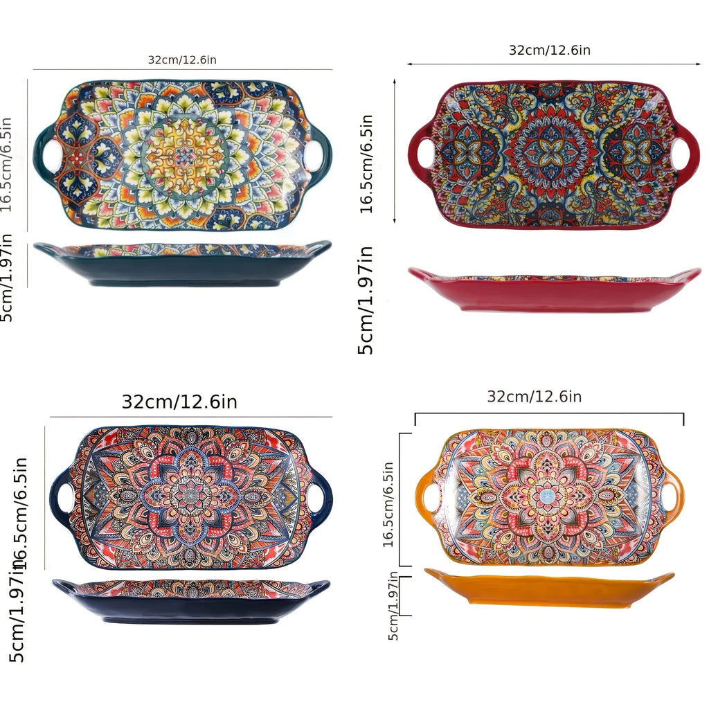 Ceramic Rectangular Serving Plates Large Size - House Of Avana [[SKU:HOA-KAC-412]]