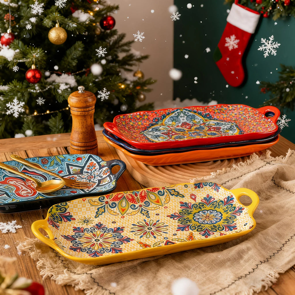 Ceramic Rectangular Serving Plates Large Size - House Of Avana