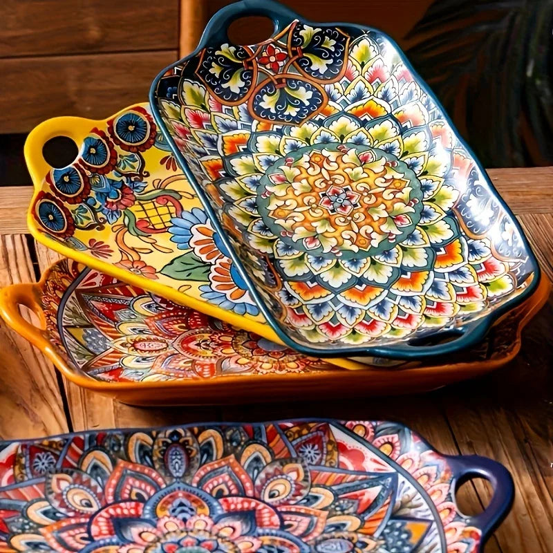 Ceramic Rectangular Serving Plates Large Size - House Of Avana [[SKU:HOA-KAC-412]]