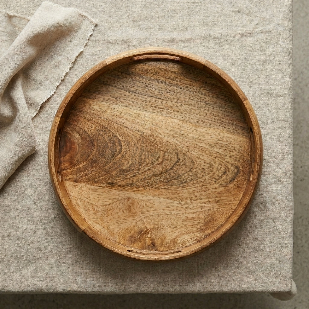 House of Avana Round Mango Wood Serving Tray Natural