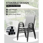 Set Of 4 Patio Dining Chairs, Stackable Outdoor All-Weather Aluminum Frame Chairs With Backrest For Indoor, Lawn, Deck, Poolside, Porch Furniture House Of Avana