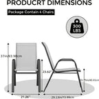 Set Of 4 Patio Dining Chairs, Stackable Outdoor All-Weather Aluminum Frame Chairs With Backrest For Indoor, Lawn, Deck, Poolside, Porch Furniture House Of Avana