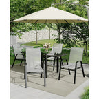 Set Of 4 Patio Dining Chairs, Stackable Outdoor All-Weather Aluminum Frame Chairs With Backrest For Indoor, Lawn, Deck, Poolside, Porch Furniture House Of Avana
