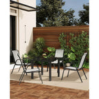 Set Of 4 Patio Dining Chairs, Stackable Outdoor All-Weather Aluminum Frame Chairs With Backrest For Indoor, Lawn, Deck, Poolside, Porch Furniture House Of Avana