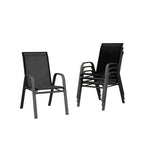 Set Of 4 Patio Dining Chairs, Stackable Outdoor All-Weather Aluminum Frame Chairs With Backrest For Indoor, Lawn, Deck, Poolside, Porch Furniture House Of Avana
