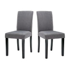 Set of 2 - Grey Fabric Dining Chairs with Black Wood Legs
