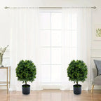 Set of 2 Realistic 50.8cm Artificial Boxwood Topiary Trees with Pots - Full Ball Shape Fake Shrubs, Faux Conical Trees for Indoor/Outdoor Use, Low-Maintenance Plastic Foliage (No Pruning) - Christmas, Garden & Decor House Of Avana
