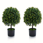 Set of 2 Realistic 50.8cm Artificial Boxwood Topiary Trees with Pots - Full Ball Shape Fake Shrubs, Faux Conical Trees for Indoor/Outdoor Use, Low-Maintenance Plastic Foliage (No Pruning) - Christmas, Garden & Decor House Of Avana