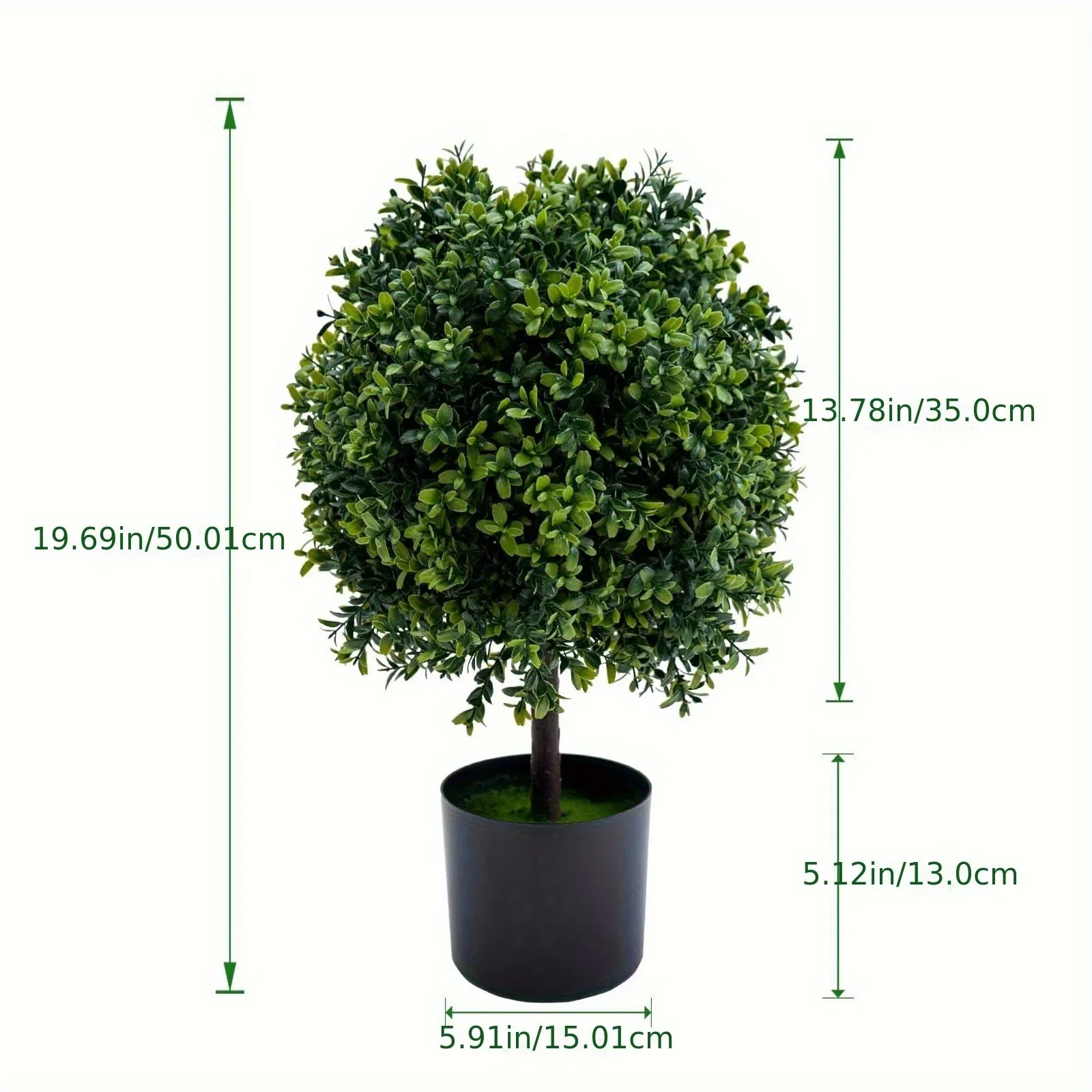 Set of 2 Realistic 50.8cm Artificial Boxwood Topiary Trees with Pots - Full Ball Shape Fake Shrubs, Faux Conical Trees for Indoor/Outdoor Use, Low-Maintenance Plastic Foliage (No Pruning) - Christmas, Garden & Decor House Of Avana