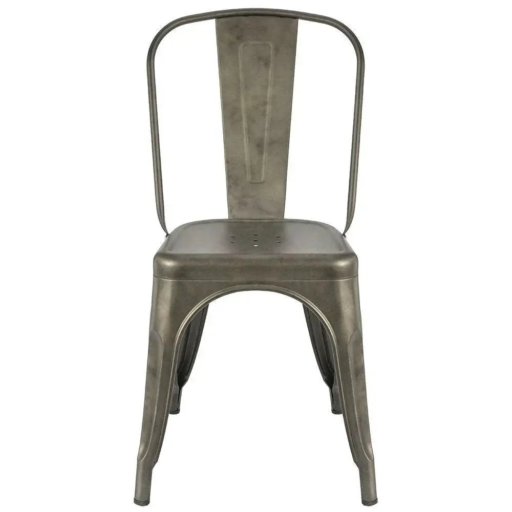 Set of 4 - Stackable Modern Cafe Bistro Dining Side Chair in Gun Metal Finish