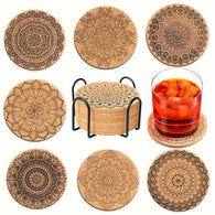 Set of 8-Piece Premium Cork Coasters House Of Avana