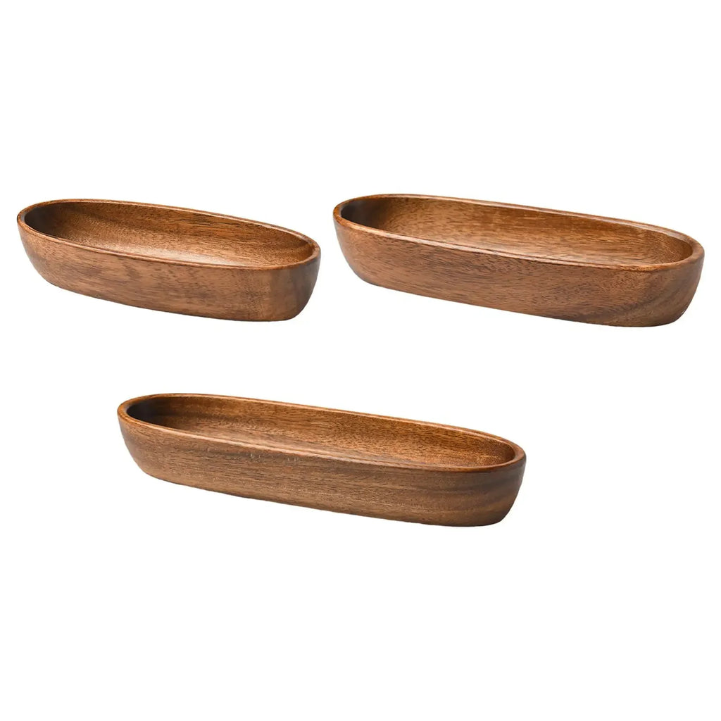 Wooden Serving Platter Snack Salad Plate Durable Tableware Japanese Serving Tray Dried Fruit Plate for Bathroom Countertop - House Of Avana