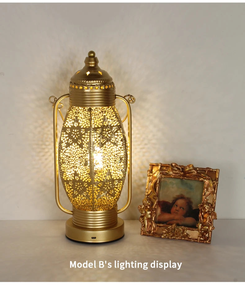 Table Lamp - Portable Iron Art Metal Long