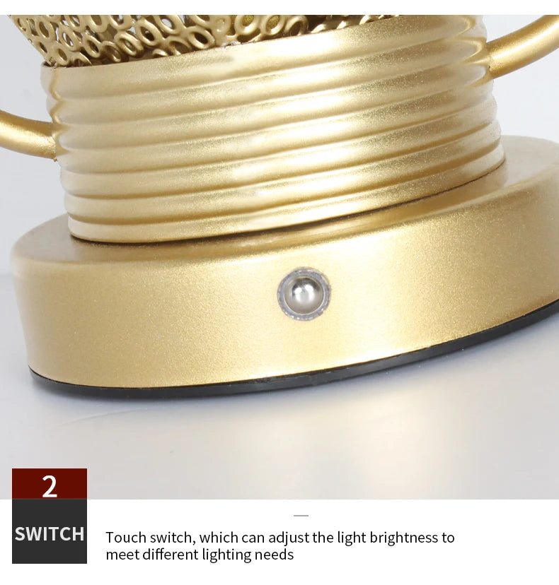 Table Lamp - Portable Iron Art Metal Long