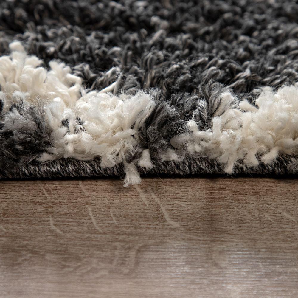Shag Rug Dark Gray with Diamond Pattern Scandi Design, back view - House Of Avana