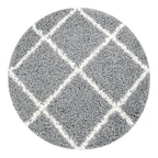 Shag Rug Grey with Diamond Pattern Scandi Design RugYourHome