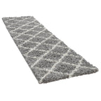 Shag Rug Grey with Diamond Pattern Scandi Design RugYourHome