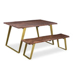 Sheesham Live Edge Gold Legs Bench