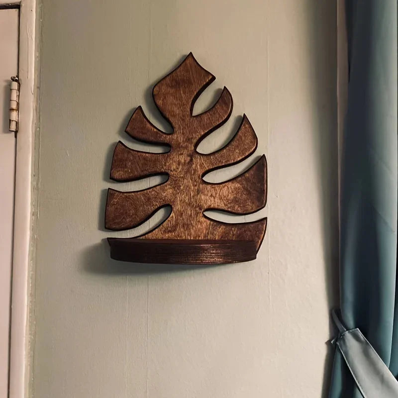 Shelf - Floating Wooden Leaf Design, top view - House Of Avana