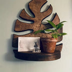 Shelf - Floating Wooden Leaf Design, angled view - House Of Avana