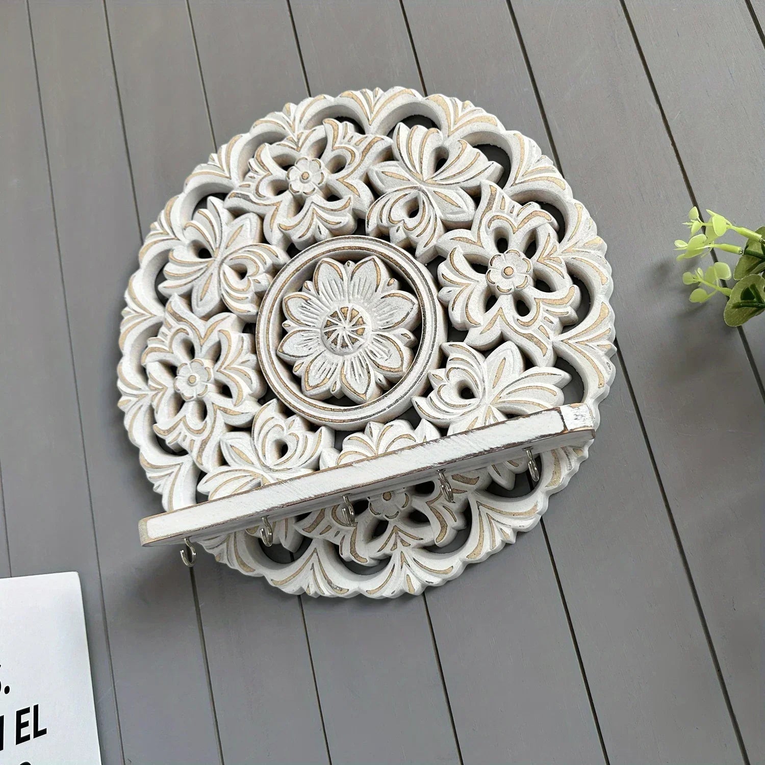 Shelf - Rustic Whitewashed Wood Wall, dimensions view - House Of Avana