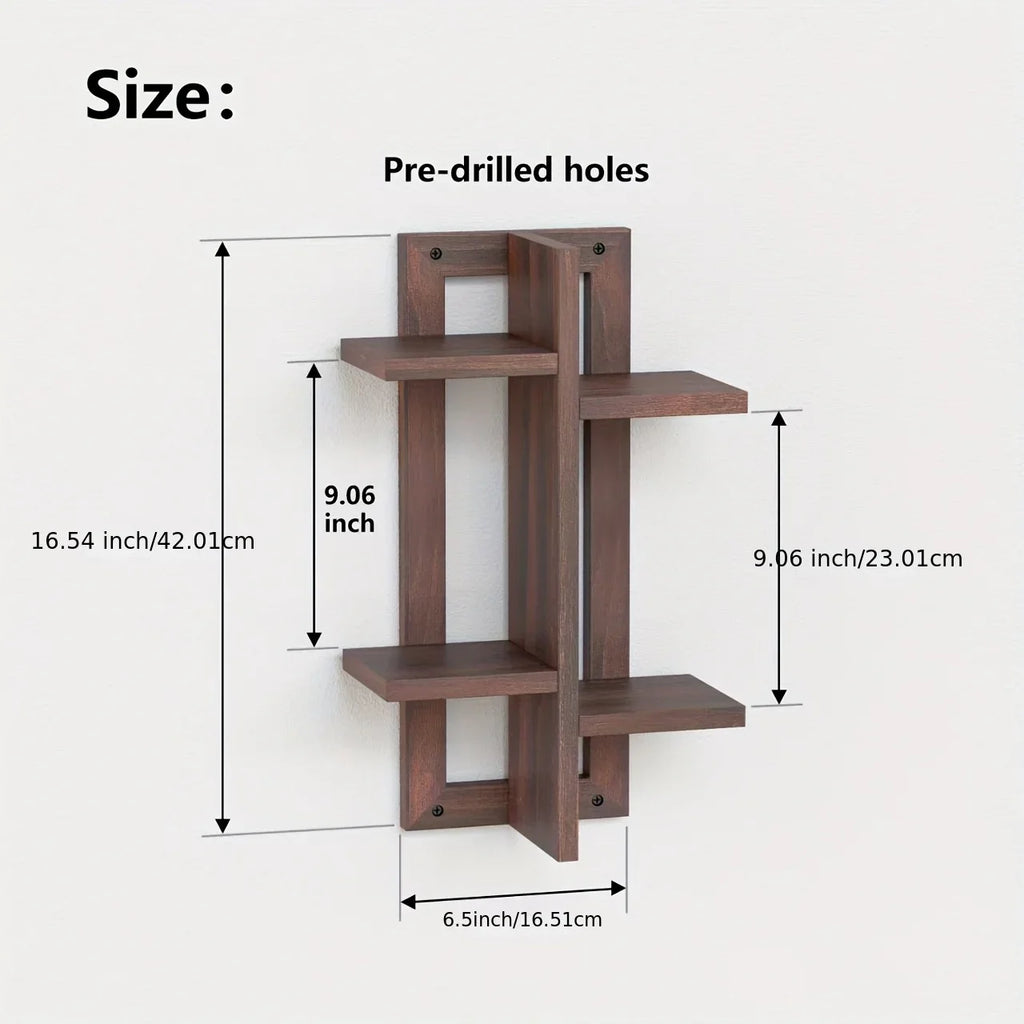 Shelves - Floating Wood Brown, side view - House Of Avana