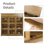 Shoes Rack Cabinet: Vintage Freestanding 4 Tier Shelves Shoe Storage Cabinet with 3 Hollow Doors Shoe Organizer Cabinet for Entryway, Closet, Hallway House Of Avana [[SKU:HOA-SHO-002]]