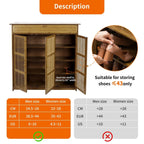 Shoes Rack Cabinet: Vintage Freestanding 4 Tier Shelves Shoe Storage Cabinet with 3 Hollow Doors Shoe Organizer Cabinet for Entryway, Closet, Hallway House Of Avana [[SKU:HOA-SHO-002]]