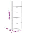 Modern Grey Sonoma Tall Shoe Cabinet with Ceiling-Mounted Design - Space-Saving Vertical Storage, Engineered Wood Construction, Multi-Functional Organizer with Shelves & Drawers for Entryway, Hallway, Small Spaces (59x17x169c House Of Avana [[SKU:HOA-SHO-001]]