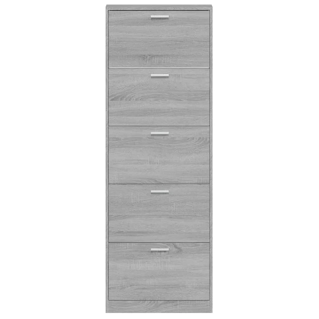 Modern Grey Sonoma Tall Shoe Cabinet with Ceiling-Mounted Design - Space-Saving Vertical Storage, Engineered Wood Construction, Multi-Functional Organizer with Shelves & Drawers for Entryway, Hallway, Small Spaces (59x17x169c House Of Avana [[SKU:HOA-SHO-001]]