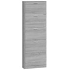 Modern Grey Sonoma Tall Shoe Cabinet with Ceiling-Mounted Design - Space-Saving Vertical Storage, Engineered Wood Construction, Multi-Functional Organizer with Shelves & Drawers for Entryway, Hallway, Small Spaces (59x17x169c House Of Avana [[SKU:HOA-SHO-001]]
