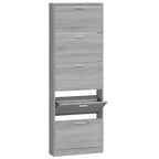 Modern Grey Sonoma Tall Shoe Cabinet with Ceiling-Mounted Design - Space-Saving Vertical Storage, Engineered Wood Construction, Multi-Functional Organizer with Shelves & Drawers for Entryway, Hallway, Small Spaces (59x17x169c House Of Avana [[SKU:HOA-SHO-001]]