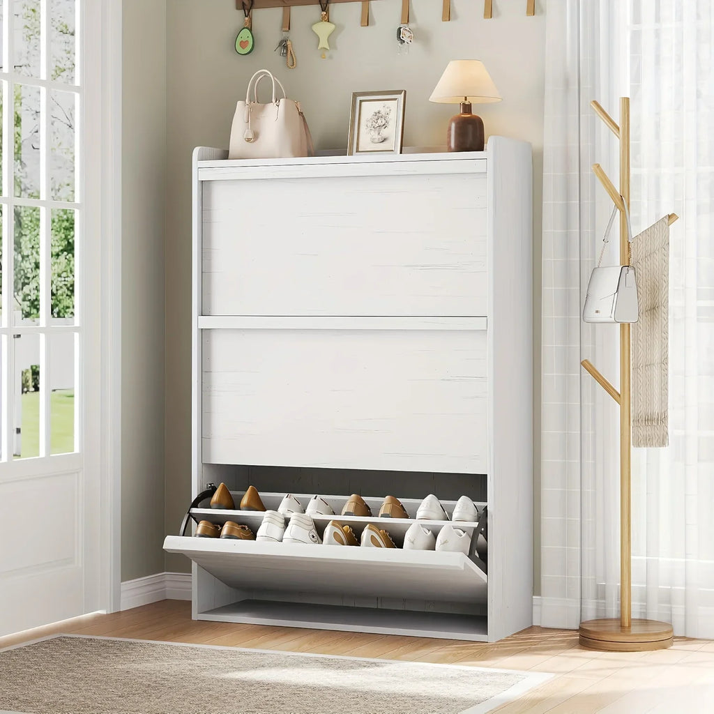 Shoe Cabinet with 3 Flip Drawers, Modern Shoe Storage Organizer with Adjustable Shelves for Entryway, Hallway & Living Room – 80.52cm x 25.91cm x 46.1 House Of Avana