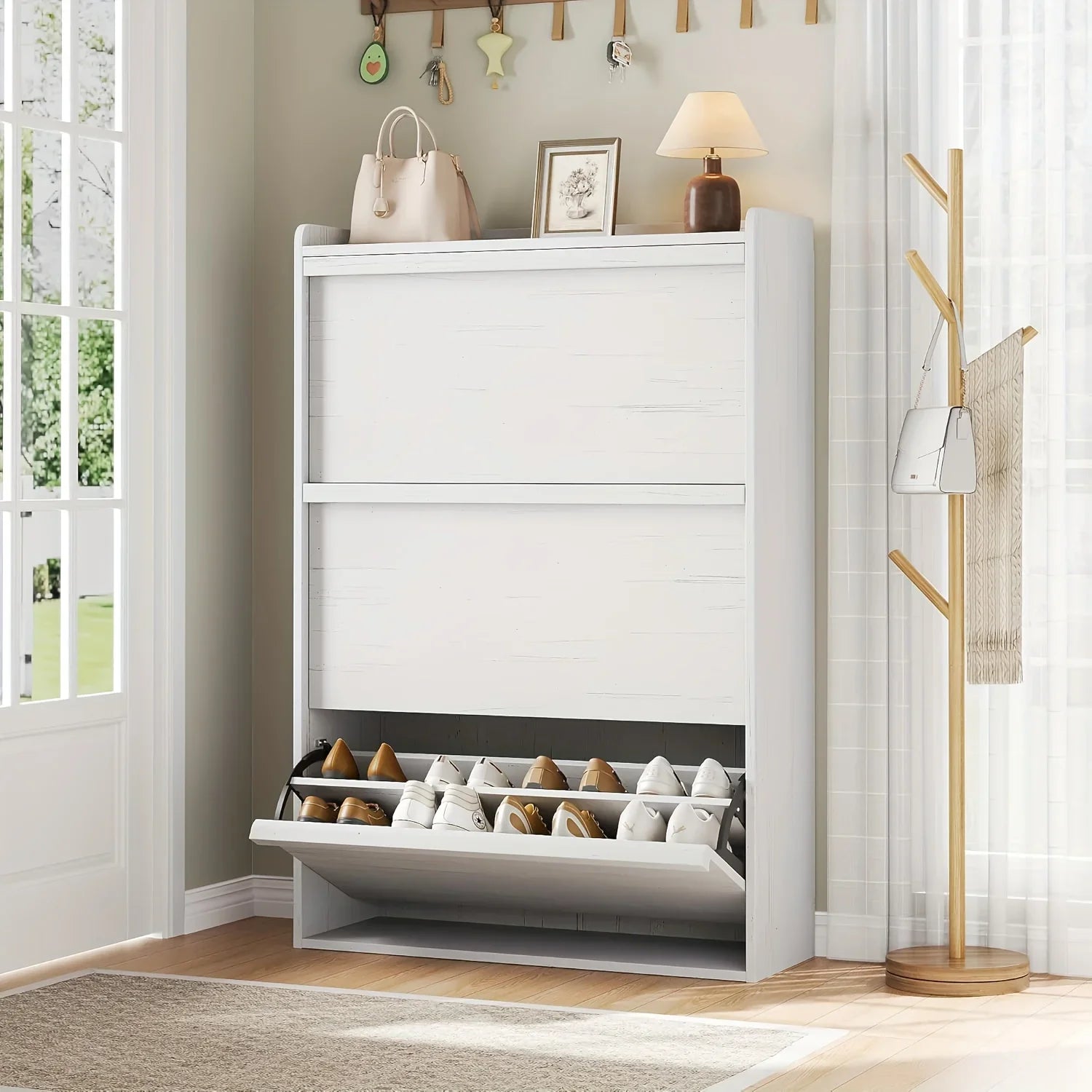 Shoe Cabinet with 3 Flip Drawers, Modern Shoe Storage Organizer with Adjustable Shelves for Entryway, Hallway & Living Room – 80.52cm x 25.91cm x 46.1 House Of Avana