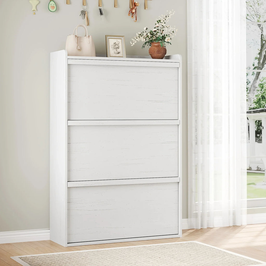 Shoe Cabinet with 3 Flip Drawers, Modern Shoe Storage Organizer with Adjustable Shelves for Entryway, Hallway & Living Room – 80.52cm x 25.91cm x 46.1 House Of Avana