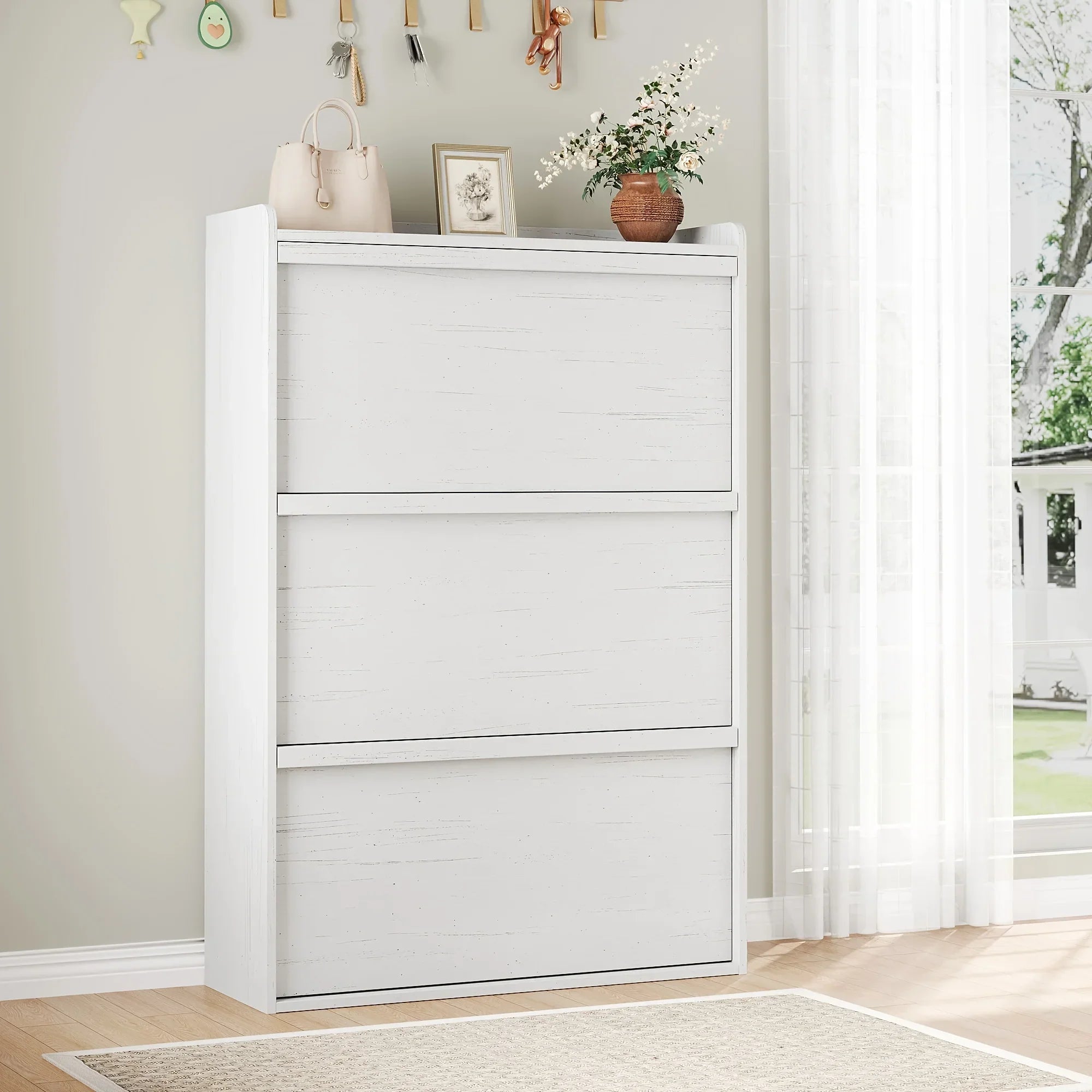 Shoe Cabinet with 3 Flip Drawers, Modern Shoe Storage Organizer with Adjustable Shelves for Entryway, Hallway & Living Room – 80.52cm x 25.91cm x 46.1 House Of Avana