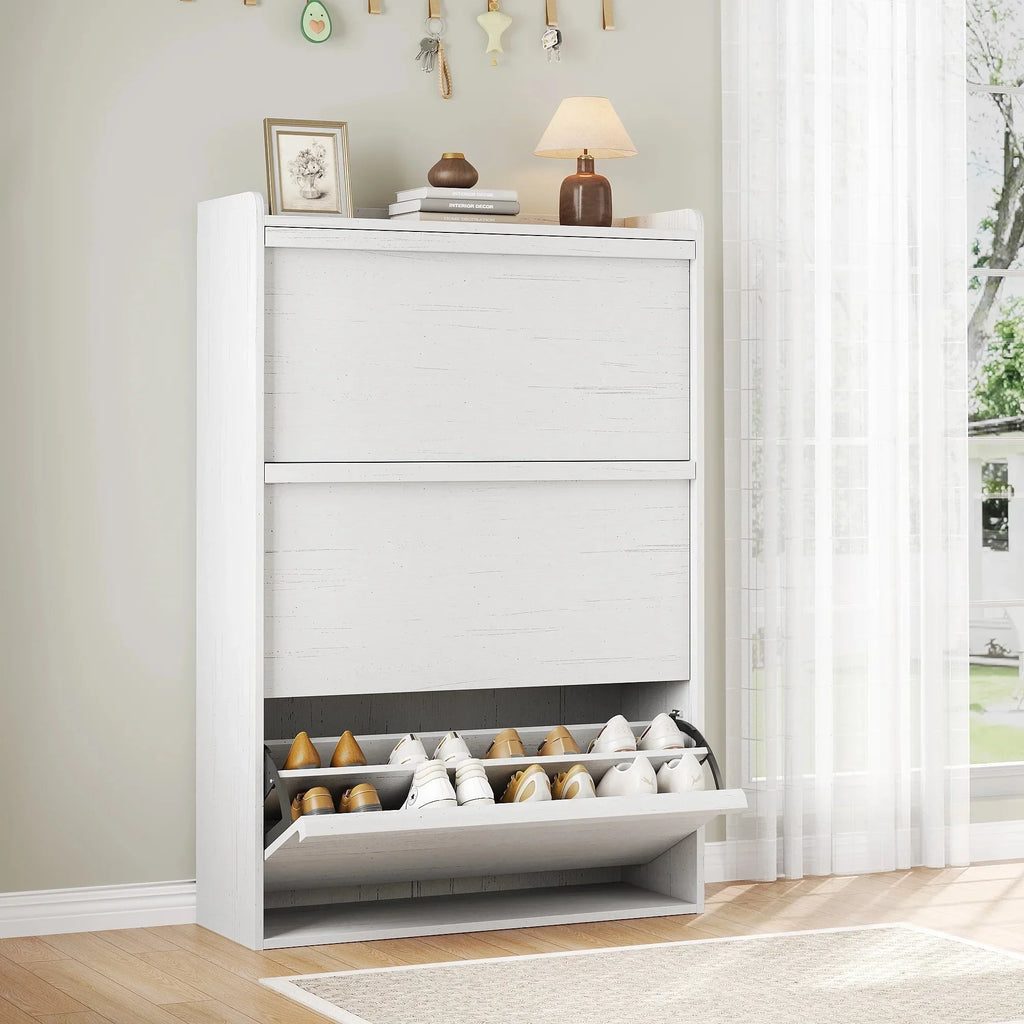 Shoe Cabinet with 3 Flip Drawers, Modern Shoe Storage Organizer with Adjustable Shelves for Entryway, Hallway & Living Room – 80.52cm x 25.91cm x 46.1 House Of Avana