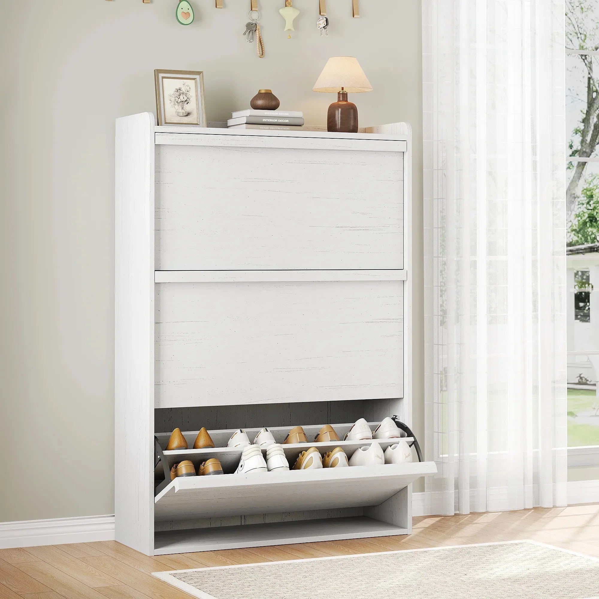 Shoe Cabinet with 3 Flip Drawers, Modern Shoe Storage Organizer with Adjustable Shelves for Entryway, Hallway & Living Room – 80.52cm x 25.91cm x 46.1 House Of Avana