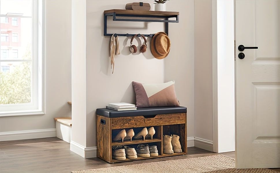Extra Long Shoe Storage Bench With Cushioned Seat - 39.4 Inch Entryway Organizer, Hidden Storage Ottoman For Living Room, Holds 300lbs House Of Avana