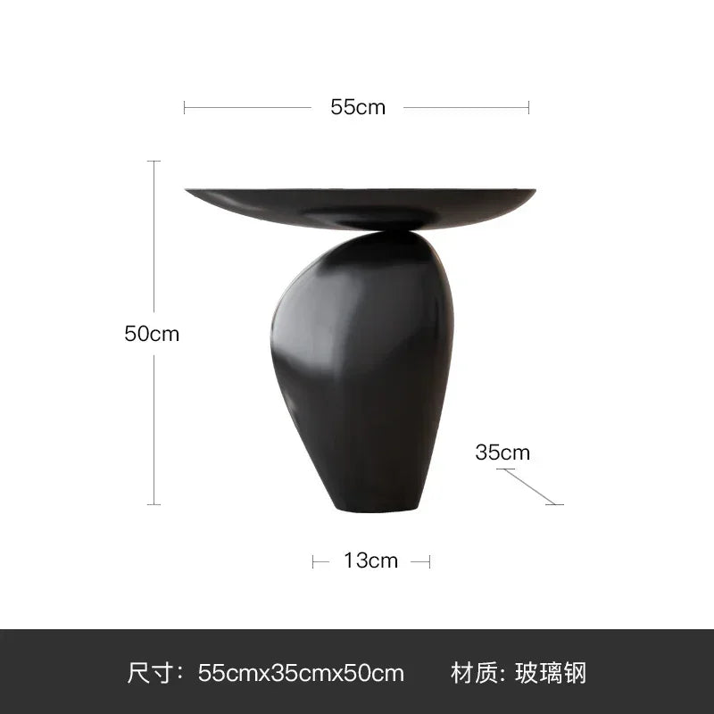 Side table cobblestone wooden small black glass steel pedestal with sleek modern design compact size for living room