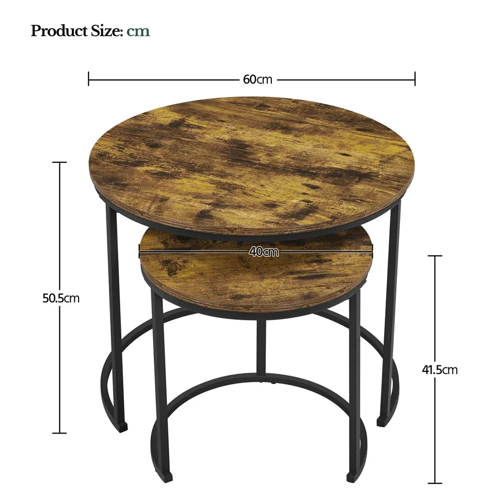 Costoffs Side Table Coffee Table with Wooden Tabletop & Sturdy Metal Base, Rustic Nesting End Table Set... - House Of Avana [[SKU:HOA-END-403]]